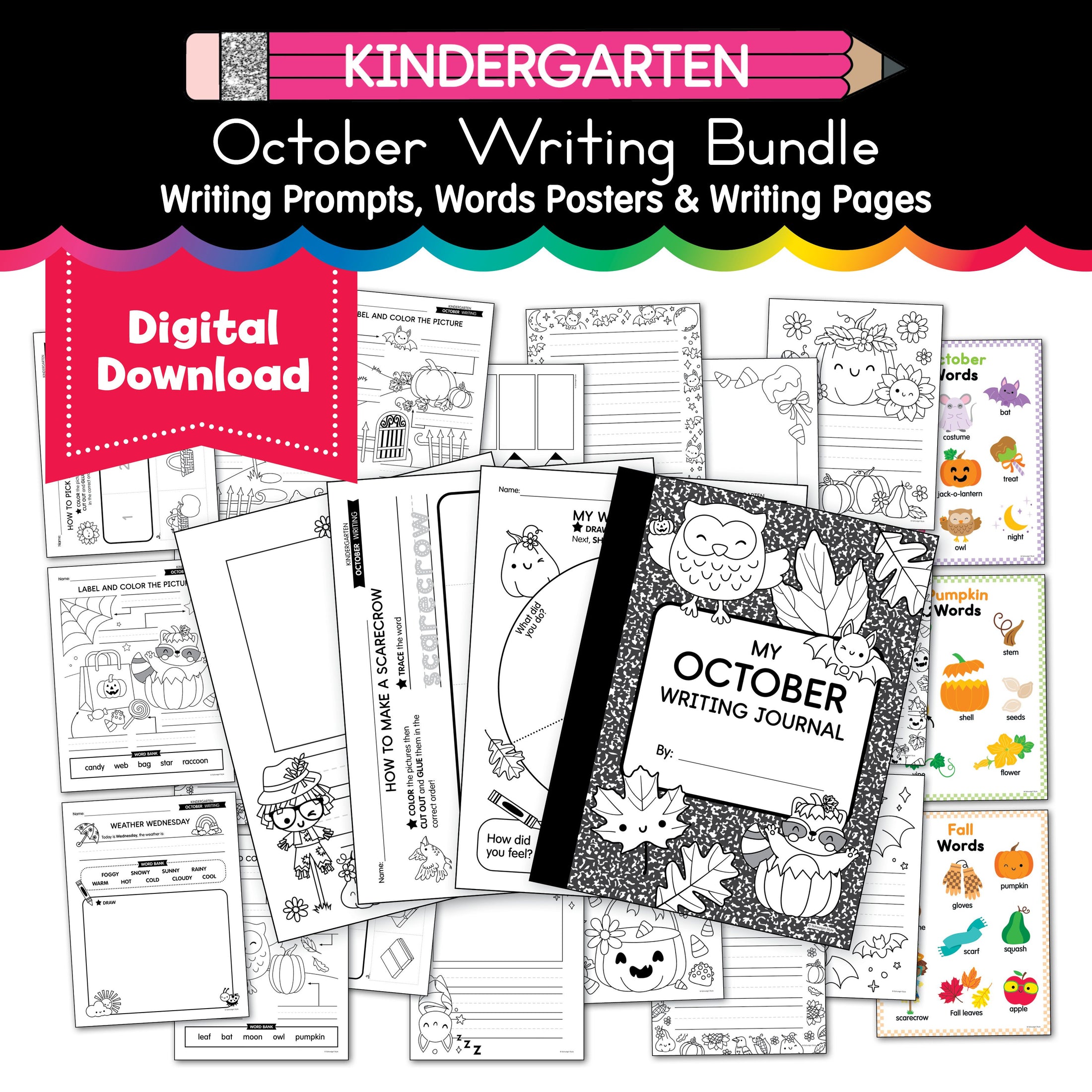 Printable Kindergarten October Writing Bundle