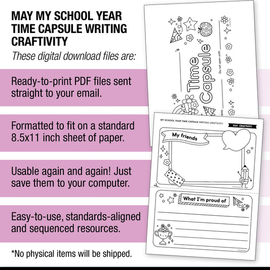 Printable May My School Year Time Capsule Writing Craftivity