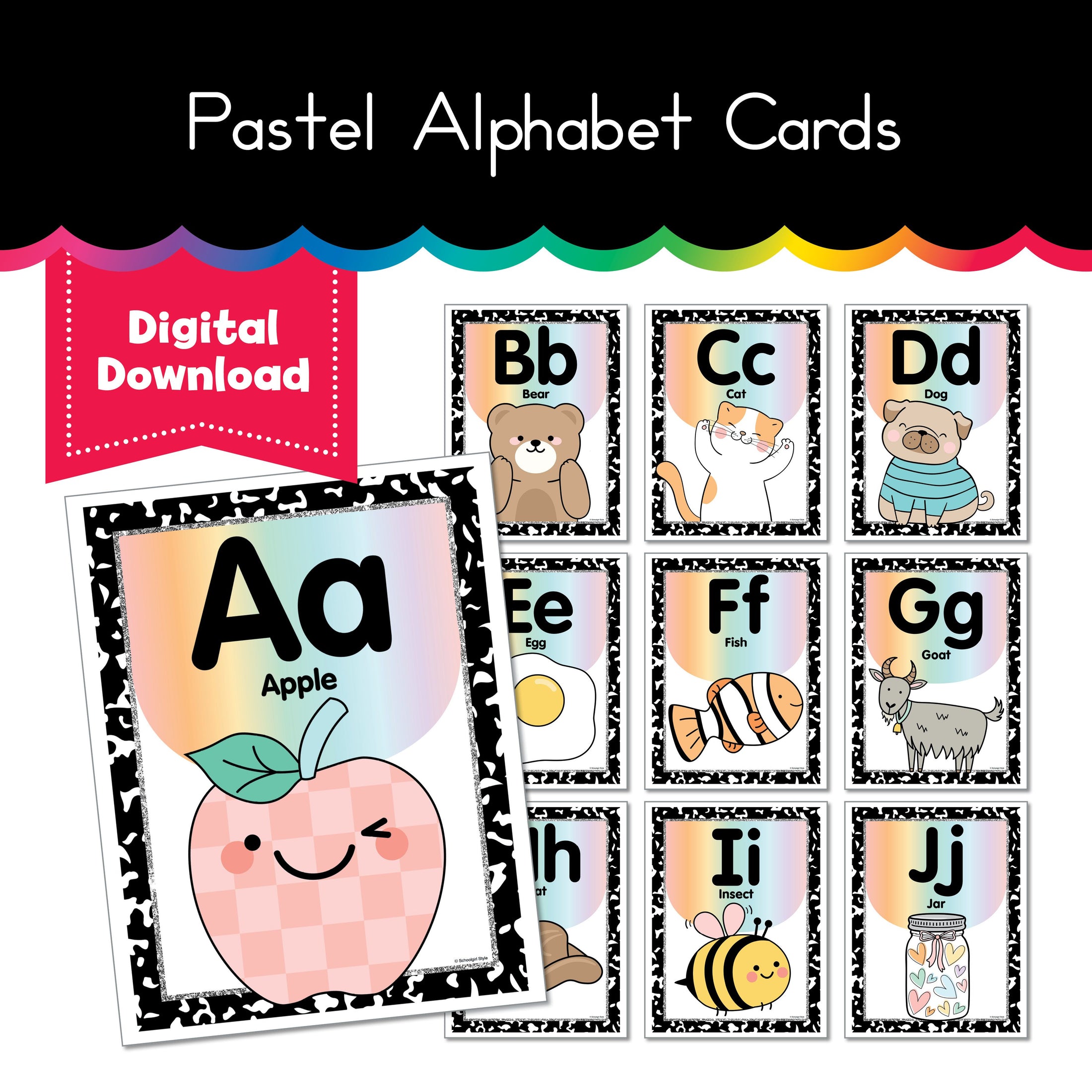 Pastel Alphabet Cards