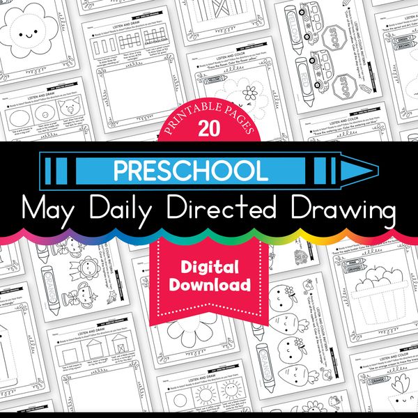 Printable Preschool May Daily Directed Drawing