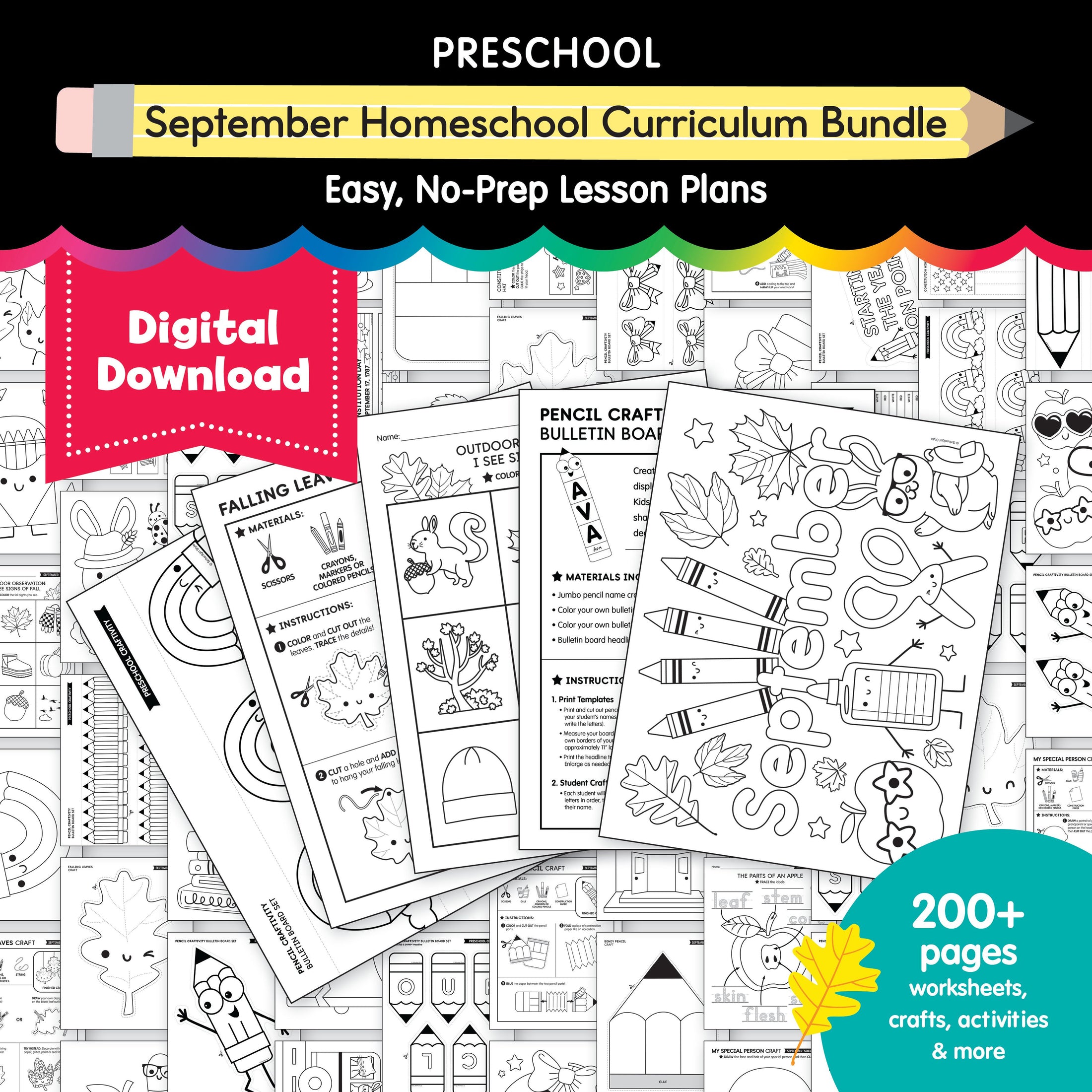 Preschool September Homeschool Thematic Unit Bundle