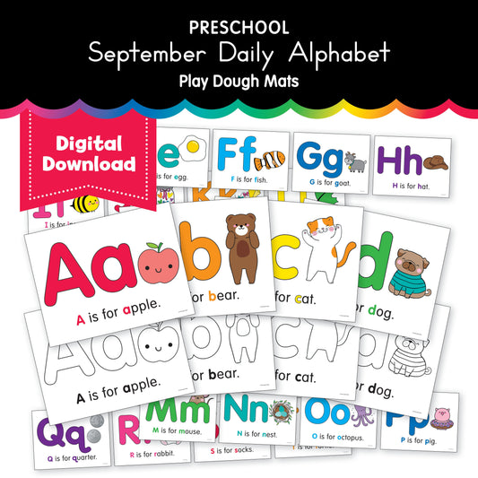 Preschool September Daily Alphabet Play Dough Mats