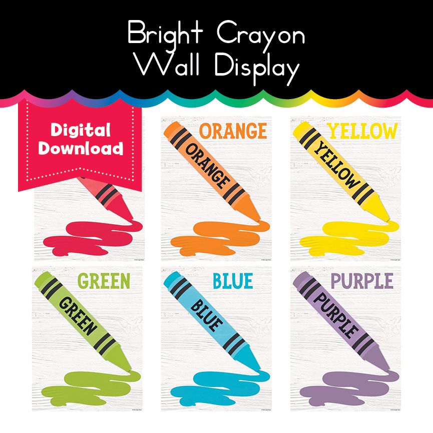 Bright Crayon Wall Display | Printable Resource - Playground Press