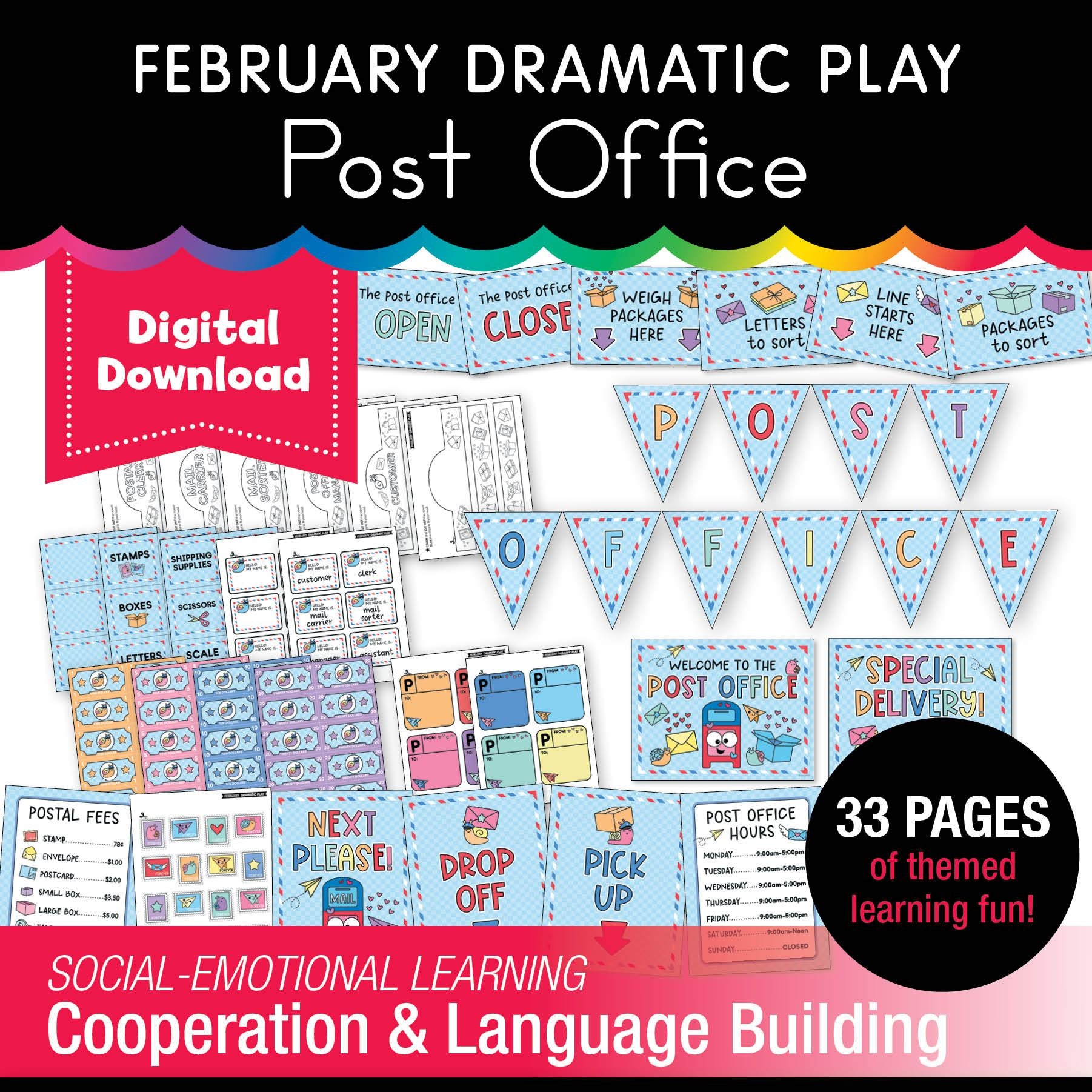 Printable February Dramatic Play Post Office