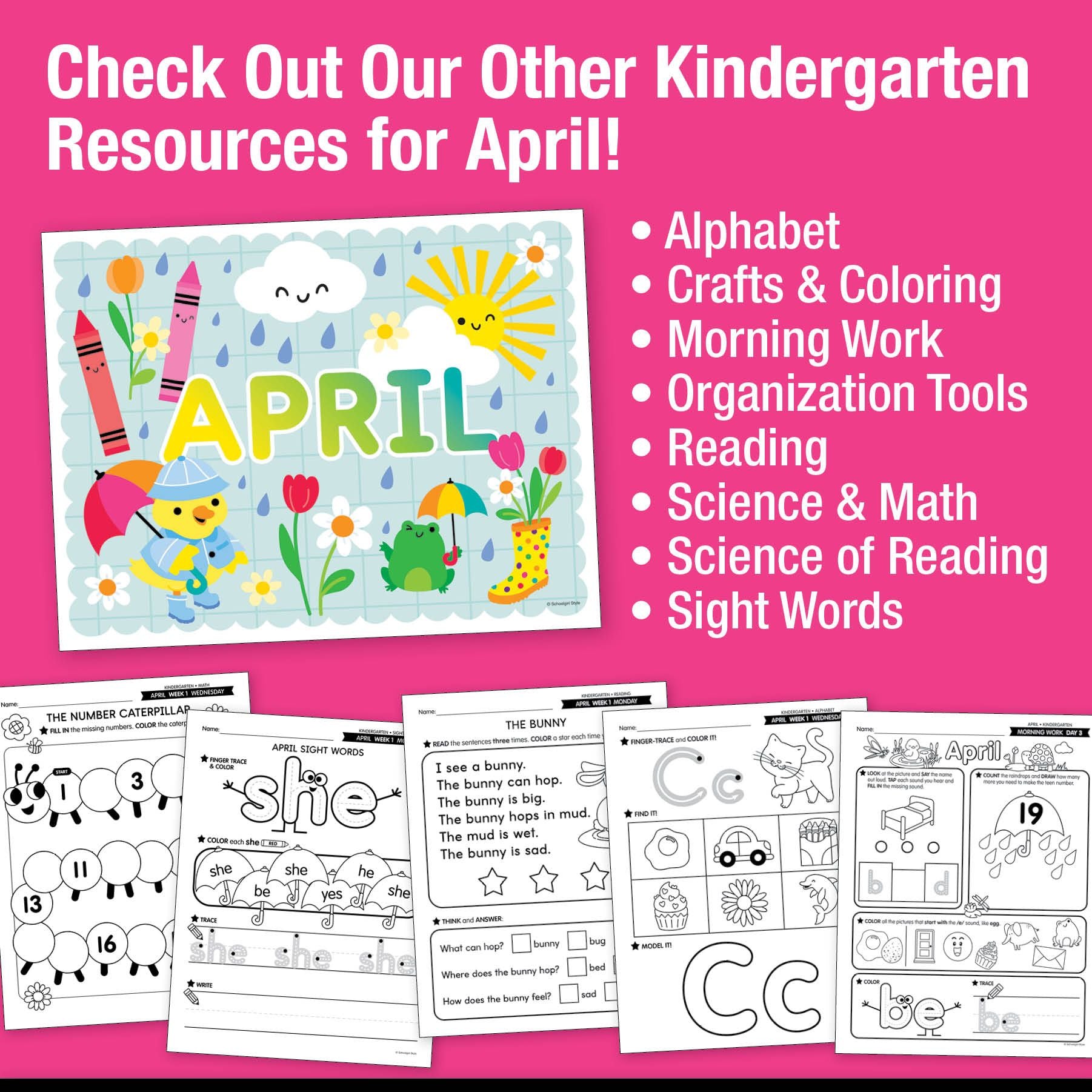 Printable Kindergarten April Writing Bundle