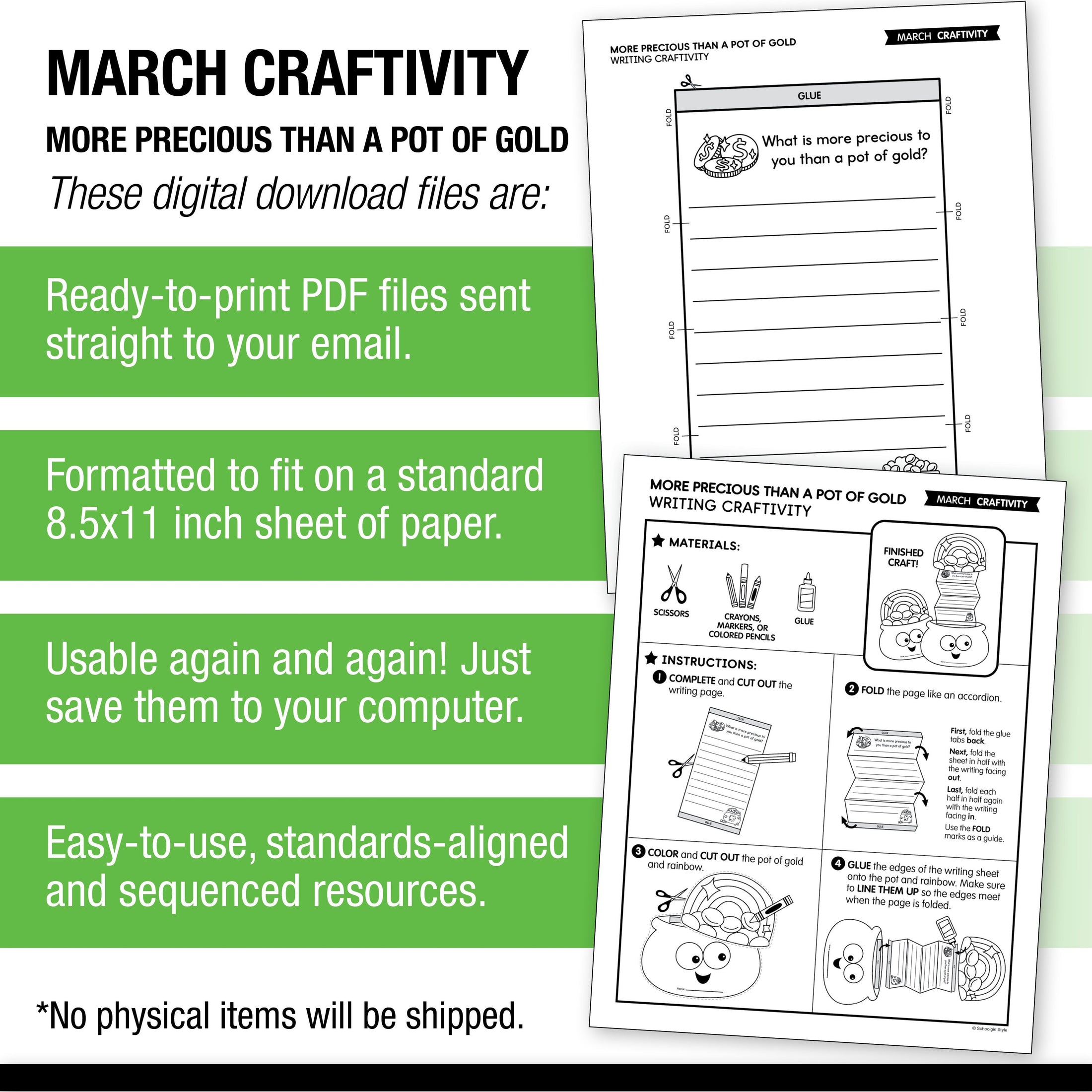 Printable March More Precious Than A Pot Of Gold Craftivity