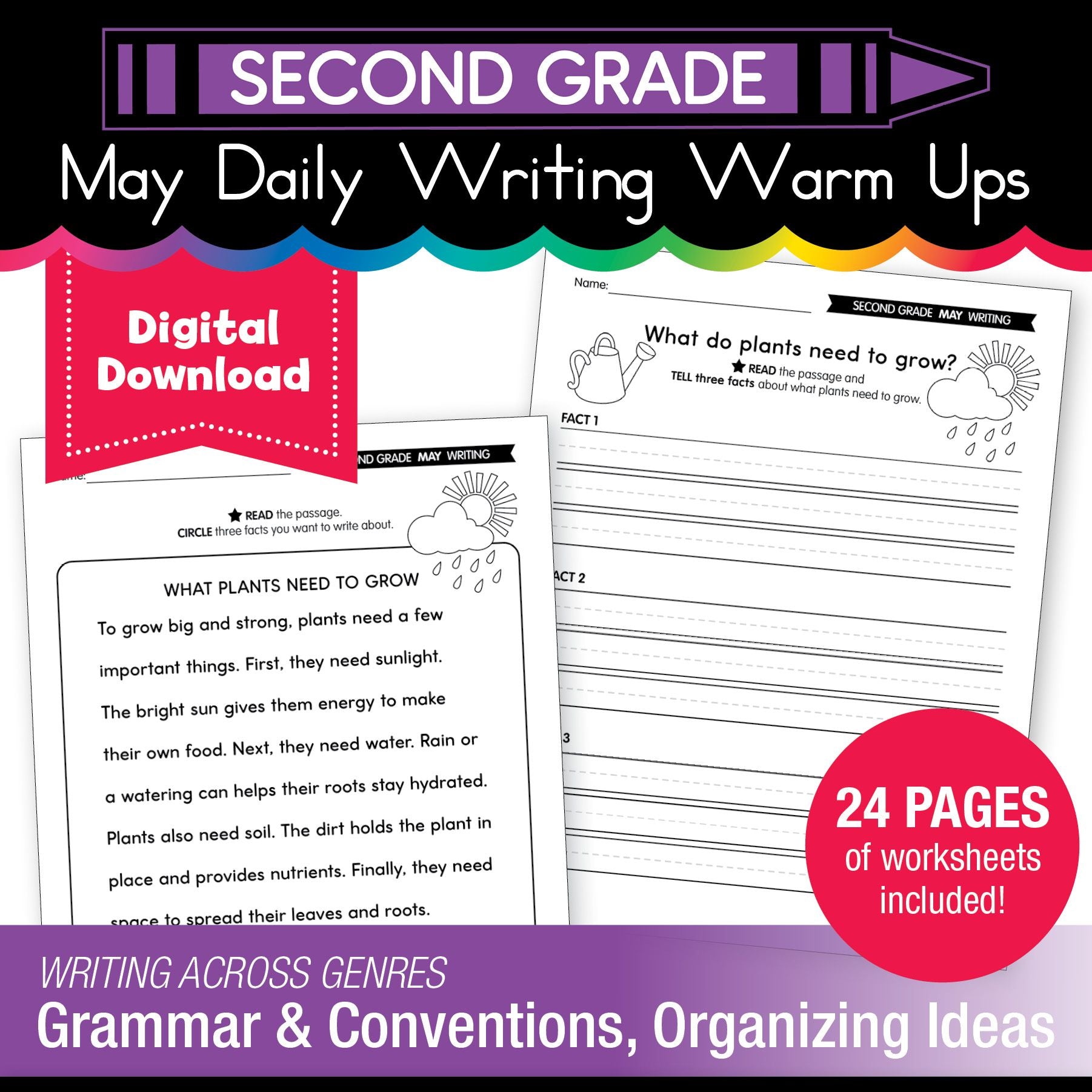 Printable Second Grade May Daily Writing Warm Ups