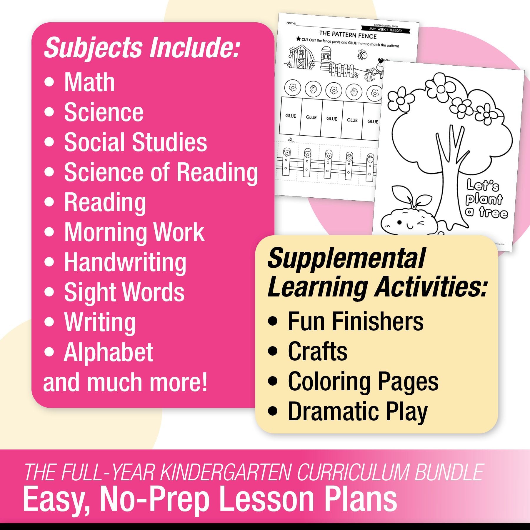 Printable Kindergarten Full Year Homeschool Curriculum Bundle