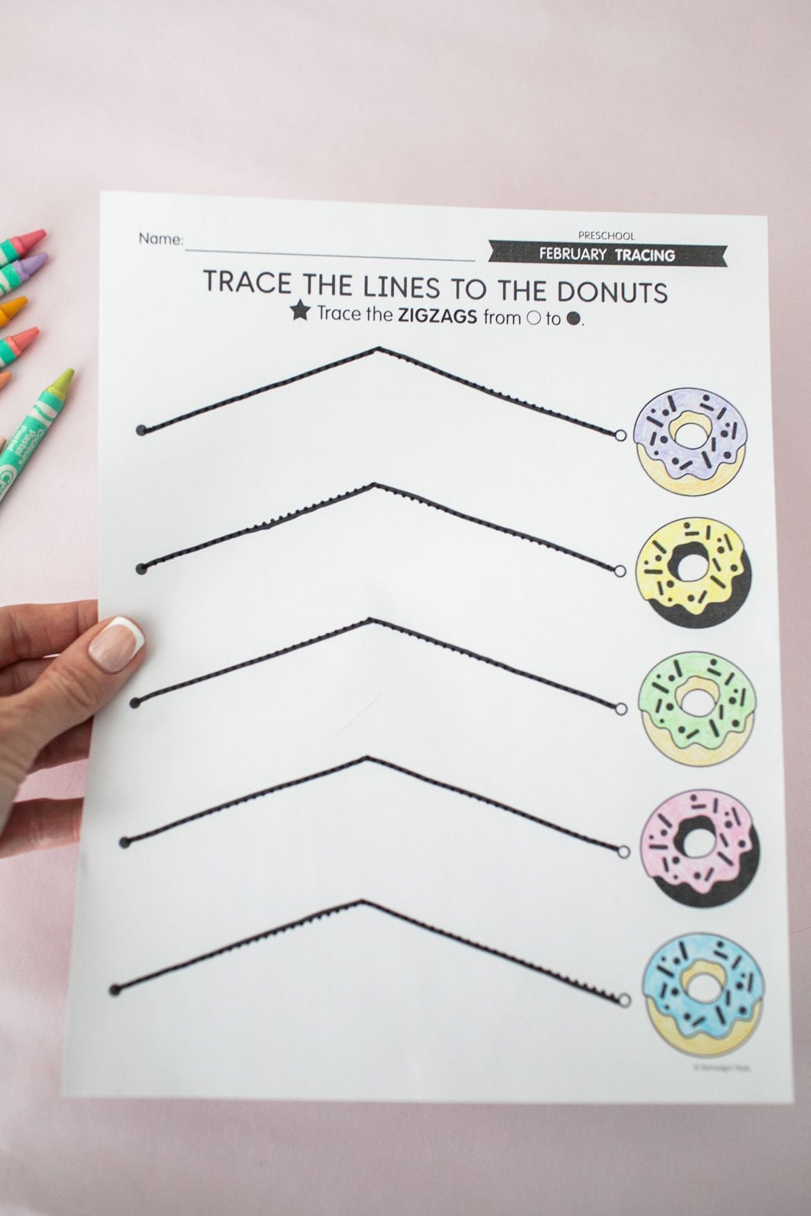 Printable Preschool February Daily Pre-Writing Tracing