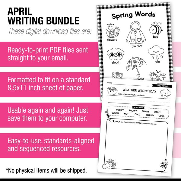 Printable Kindergarten April Writing Bundle