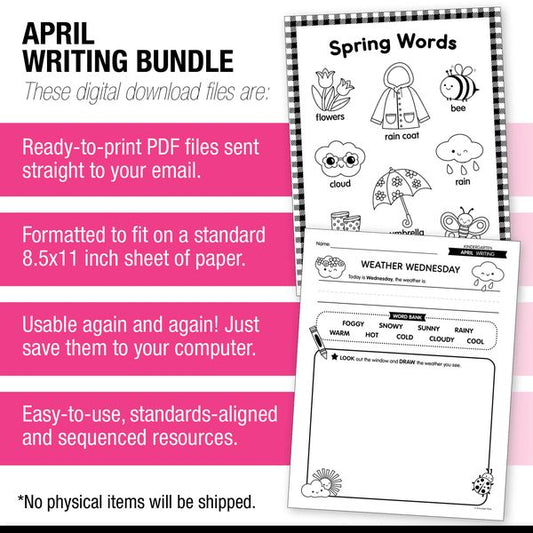 Printable Kindergarten April Writing Bundle