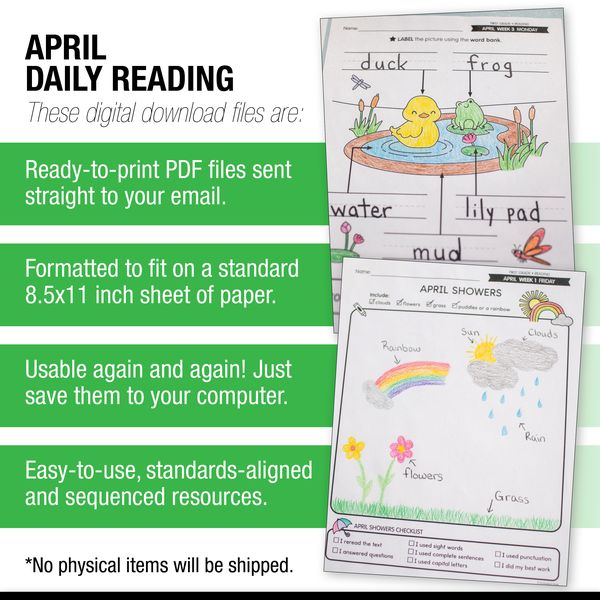 Printable First Grade April Daily Reading