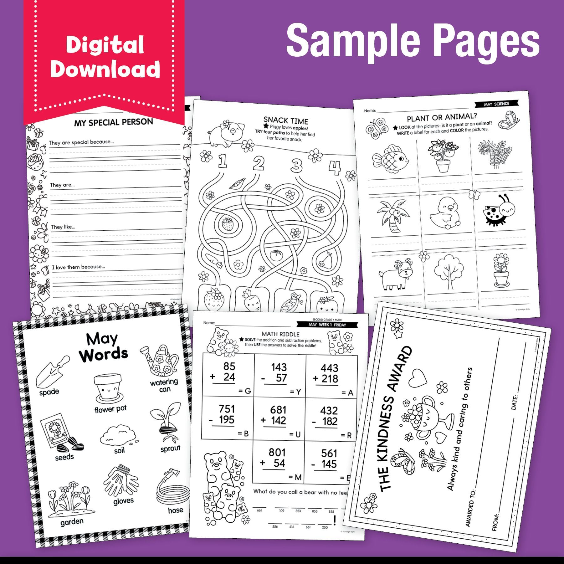 Printable Second Grade May Homeschool Curriculum Bundle