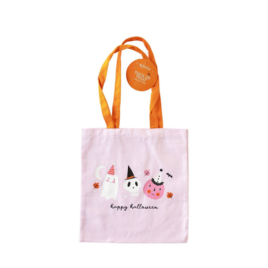 Happy Halloween Pink Canvas Trick or Treat Bag