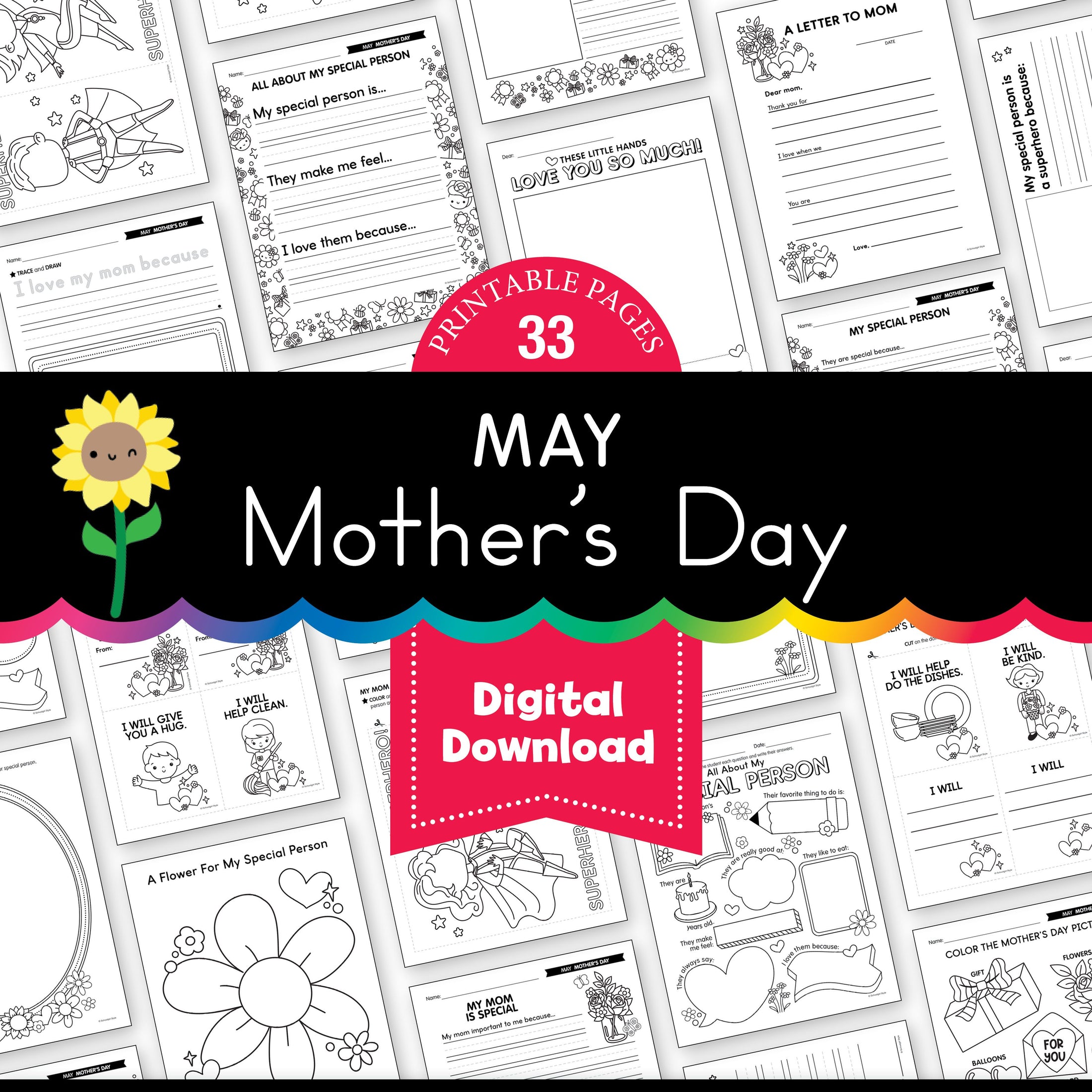 Printable No-Prep Mother's Day Keepsake Pack: Crafts, Writing & Activities (PreK-3)