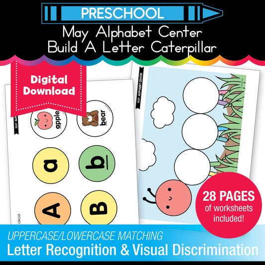 Printable Preschool May Alphabet Center Build a Letter Caterpillar