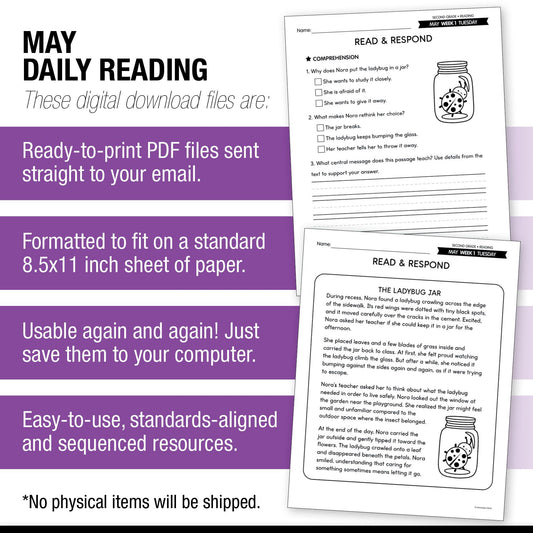 Printable Second Grade May Daily Reading