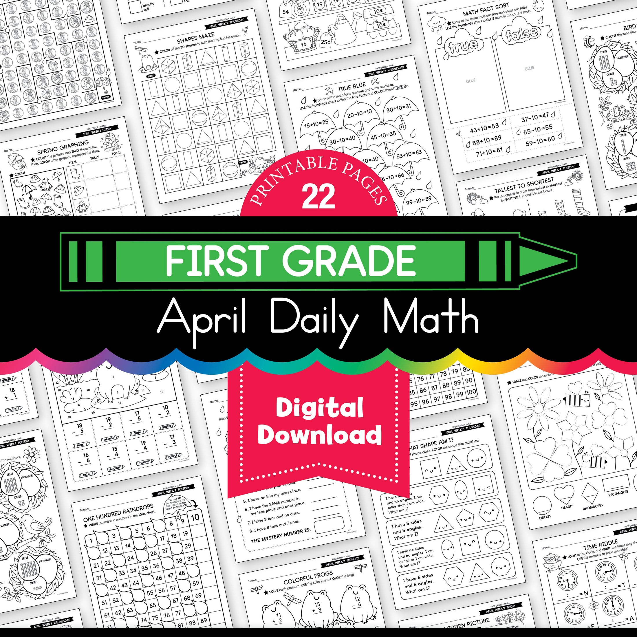 Printable First Grade April Daily Math