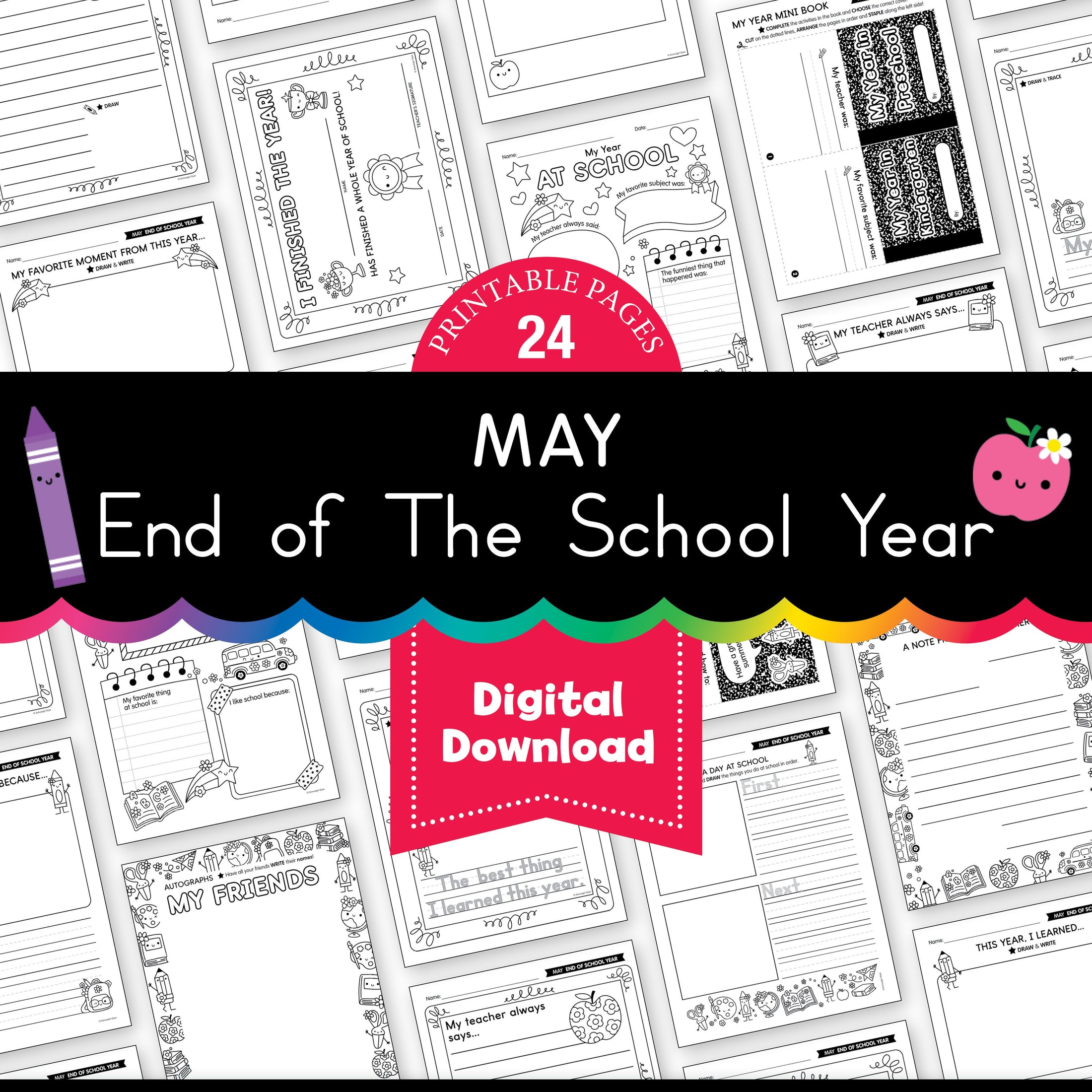 Printable No-Prep End-Of-Year Keepsake Pack: Crafts, Writing & Activities (PreK-3)