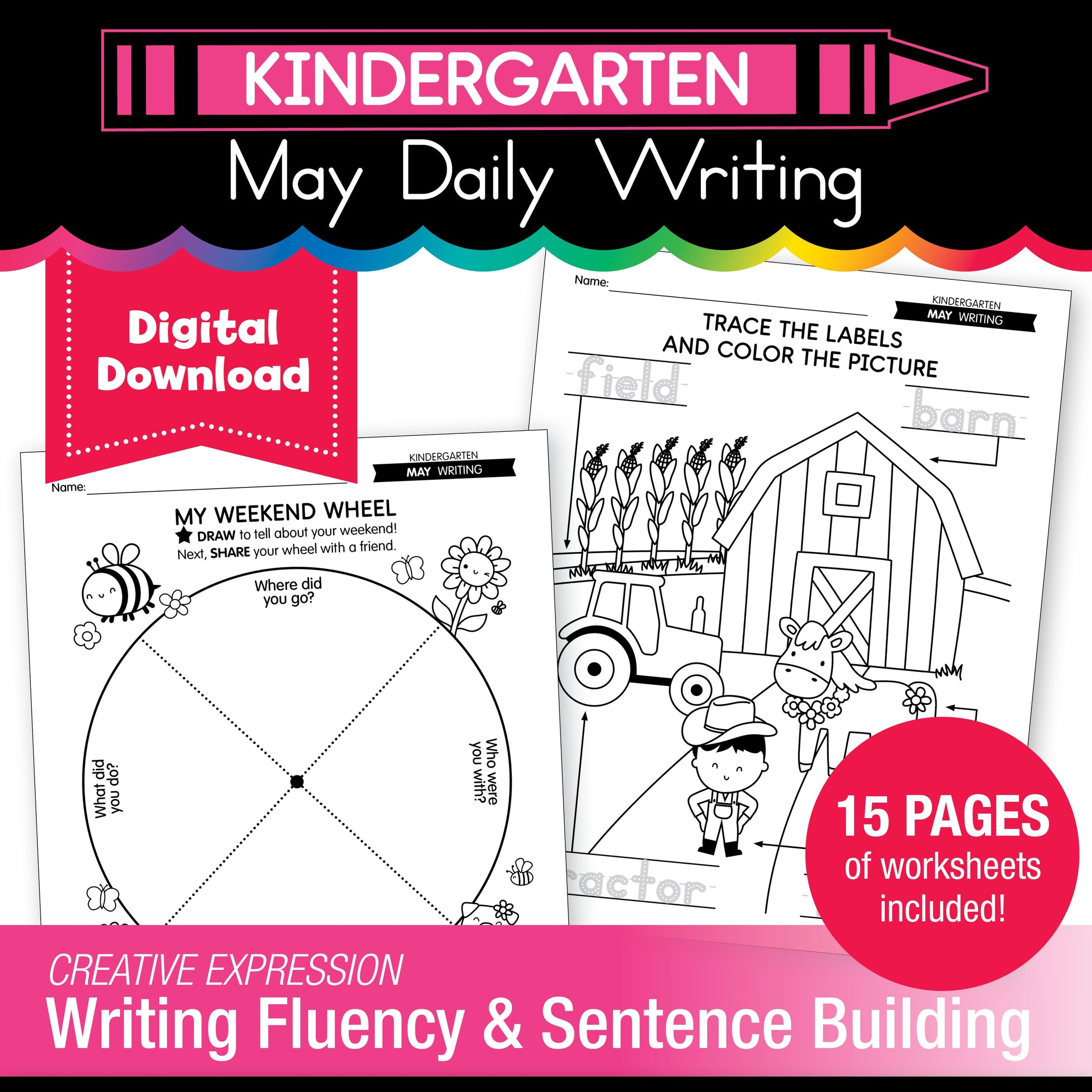 Printable Kindergarten May Daily Writing