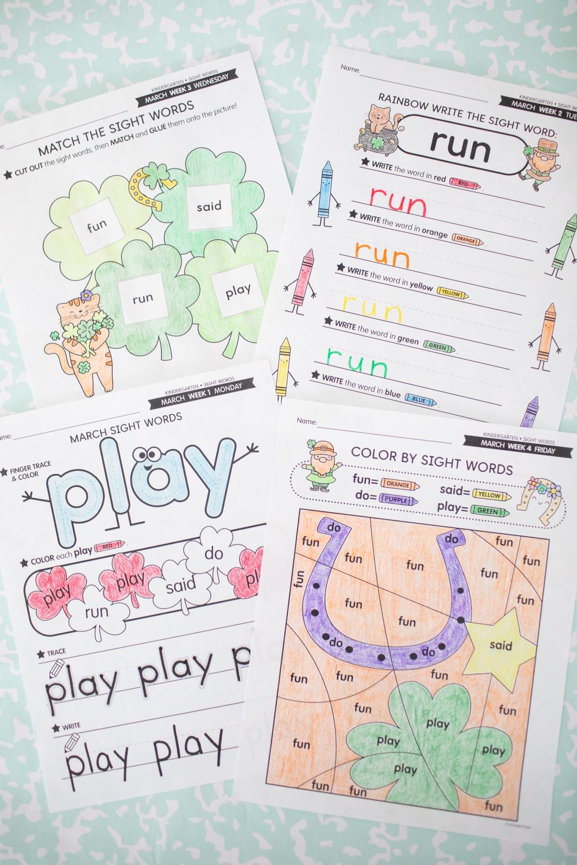 Printable Kindergarten March Daily Sight Words
