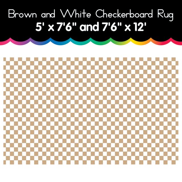 Brown and White Checkerboard Area Rug