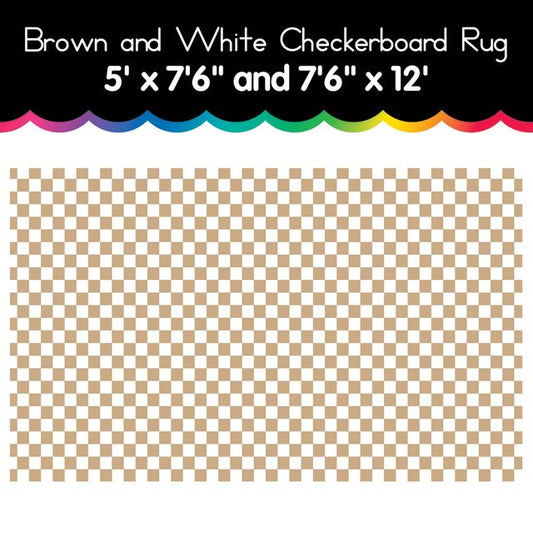 Brown and White Checkerboard Area Rug