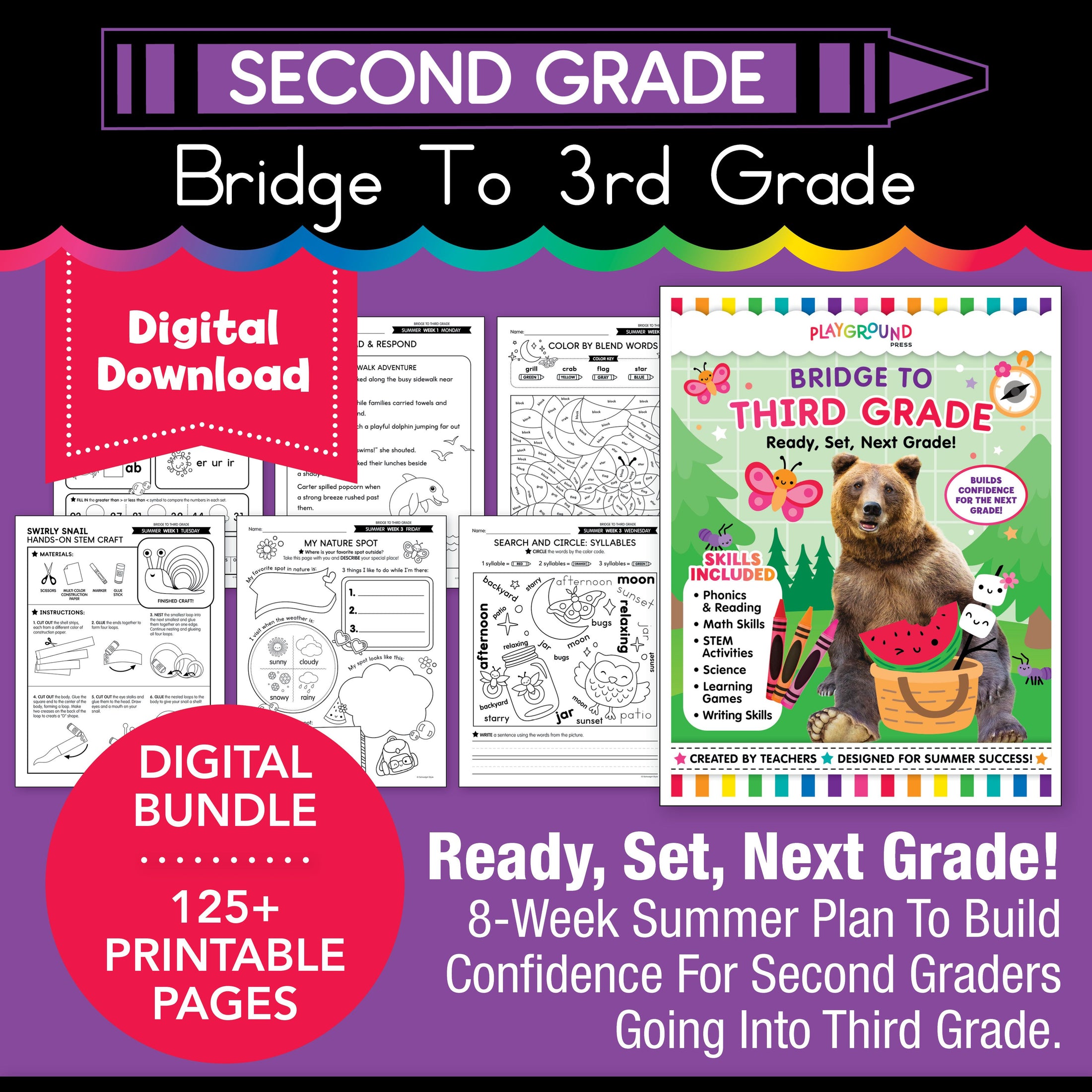 Printable Bridge To Third Grade Digital Summer Workbook