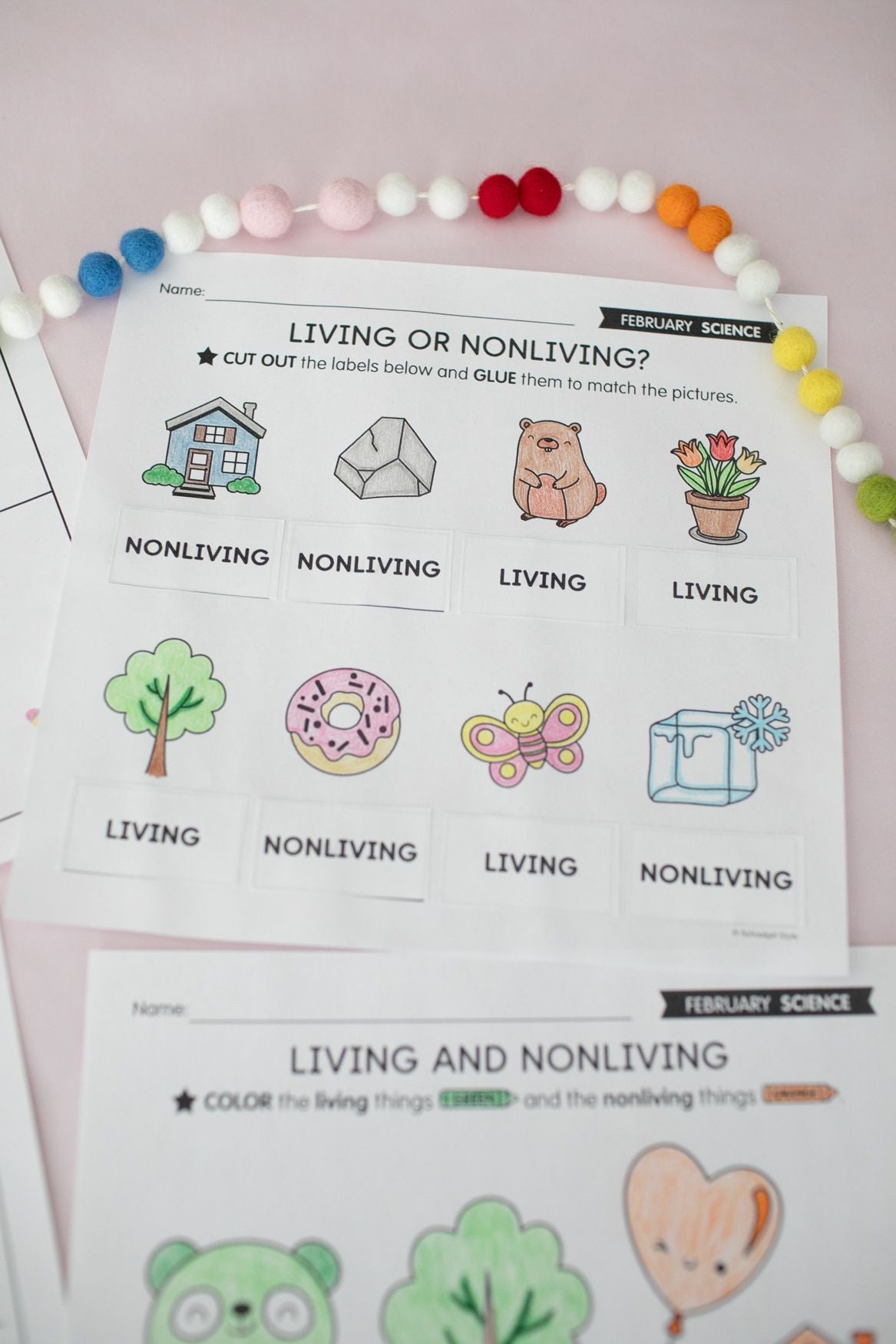 Printable February Science Living vs. Nonliving