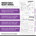 Load image into Gallery viewer, Printable Second Grade March Daily Heart Words
