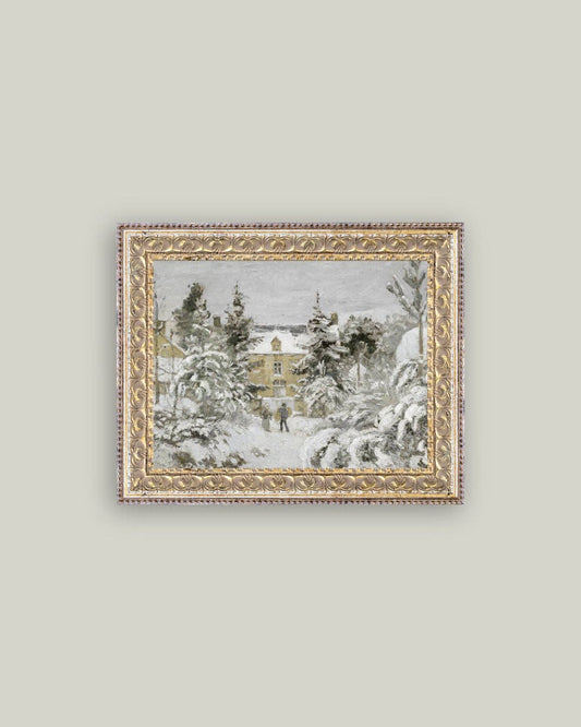 Snowy Stroll Framed Antique Art