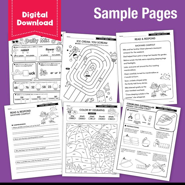Printable Bridge To Third Grade Digital Summer Workbook