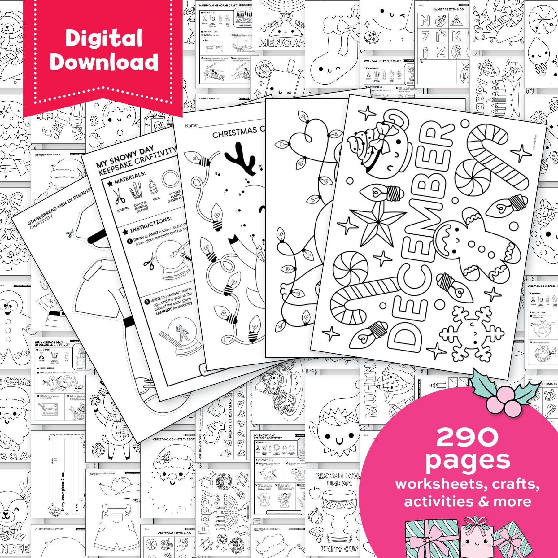 Printable Kindergarten December Homeschool Curriculum Bundle