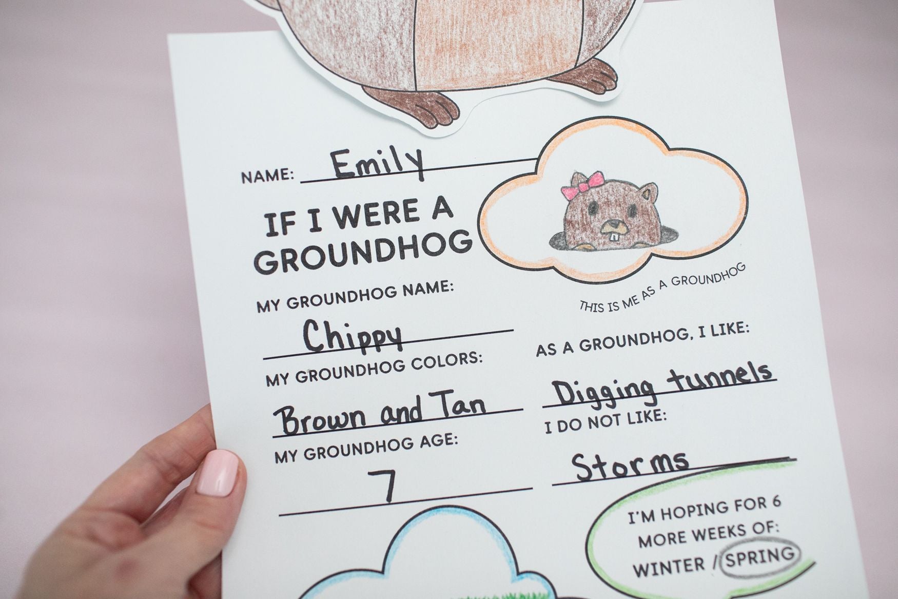 Printable February If I Were A Groundhog Craftivity