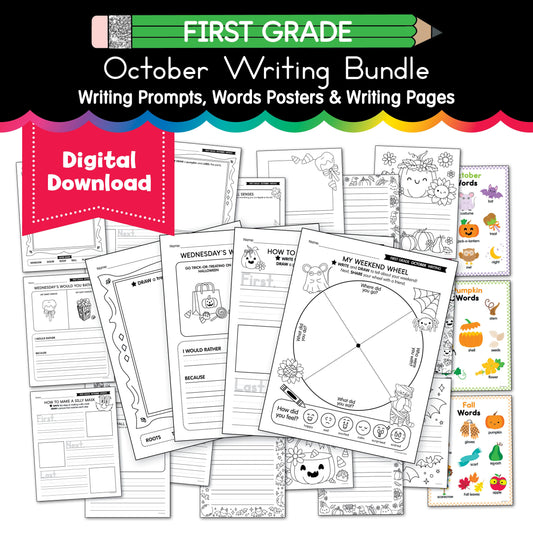 Printable First Grade October Writing Bundle