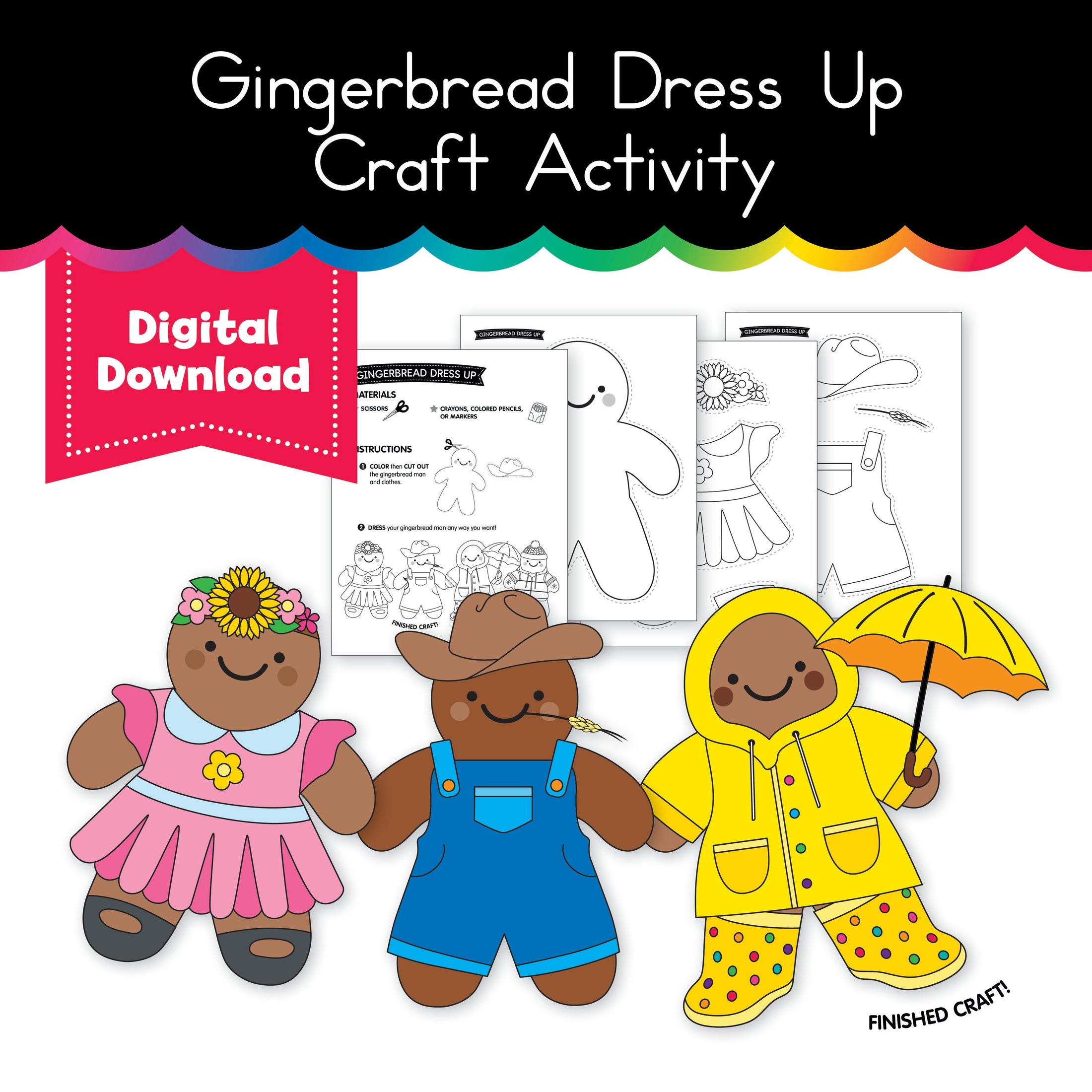 Gingerbread Dress Up No Prep Winter Craft