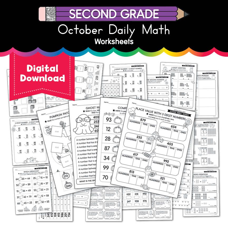 Printable Second Grade October Daily Math Worksheets