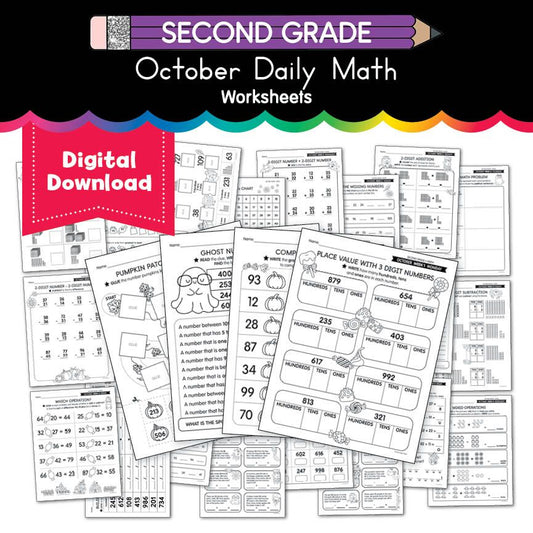 Printable Second Grade October Daily Math Worksheets