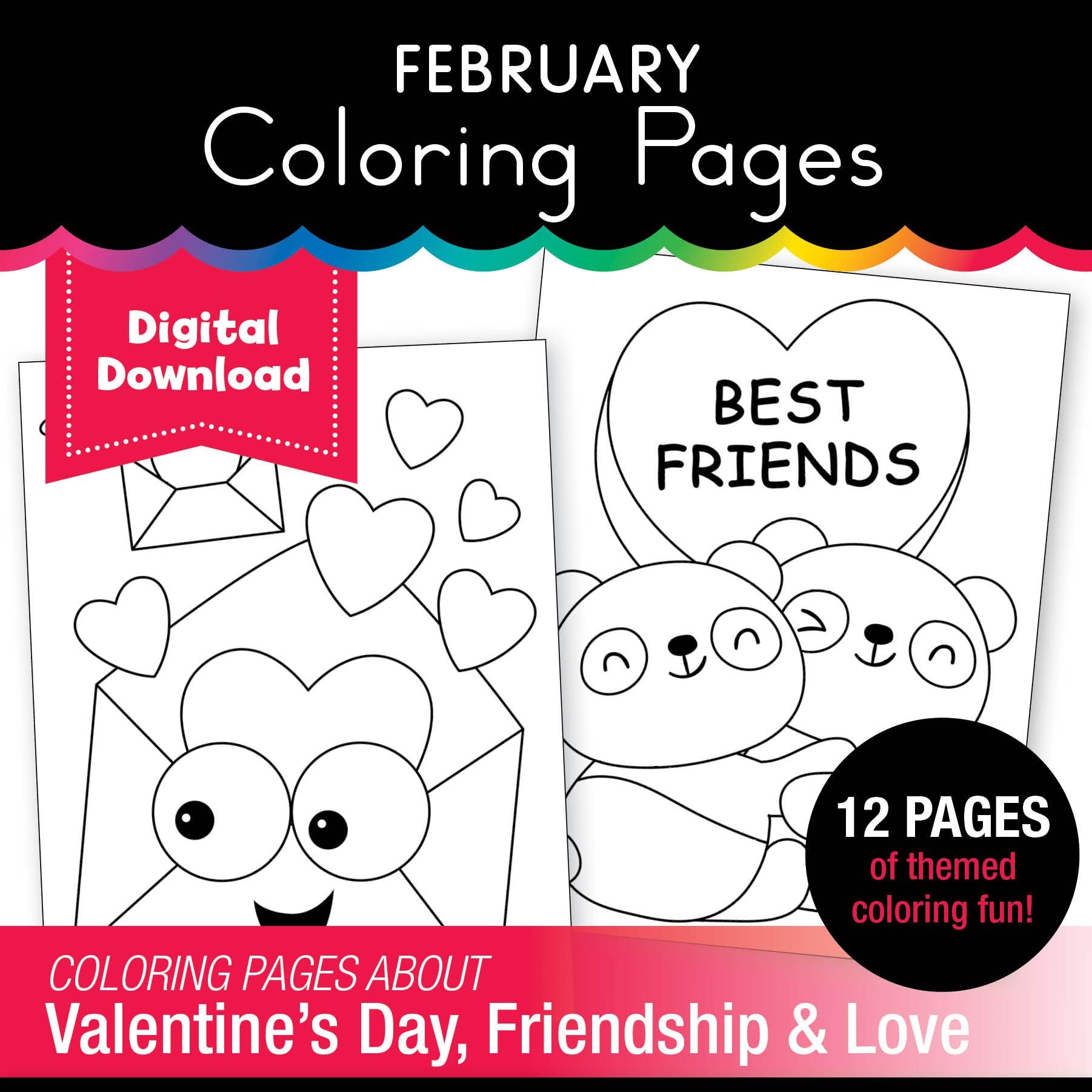 Free Printable February Coloring Pages Pack 2