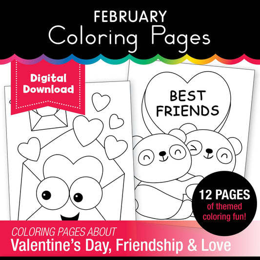 Free Printable February Coloring Pages Pack 2