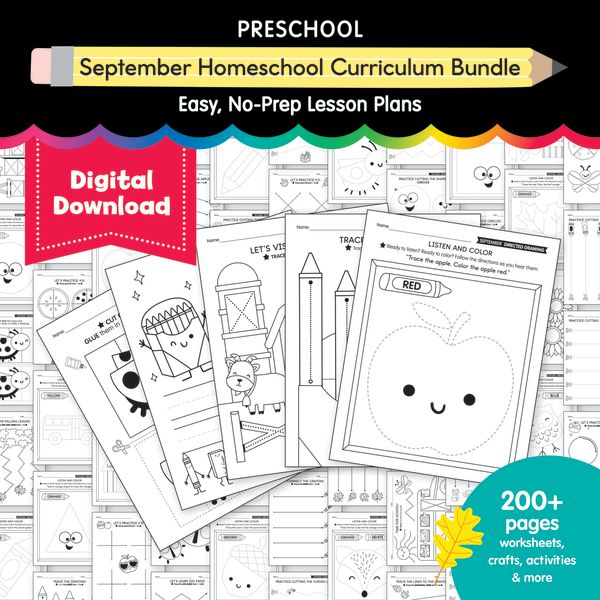 Preschool September Homeschool Thematic Unit Bundle