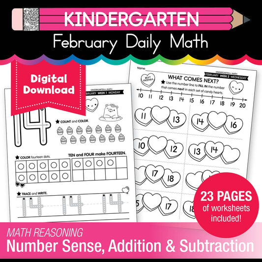 Printable Kindergarten February Daily Math