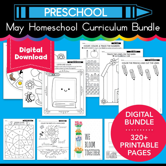 Printable Preschool May Homeschool Curriculum Bundle
