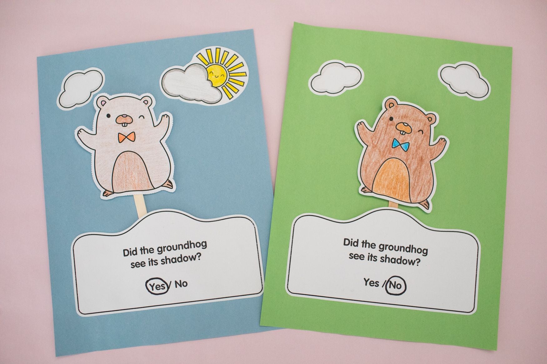 Printable February Peekaboo Groundhog Craftivity