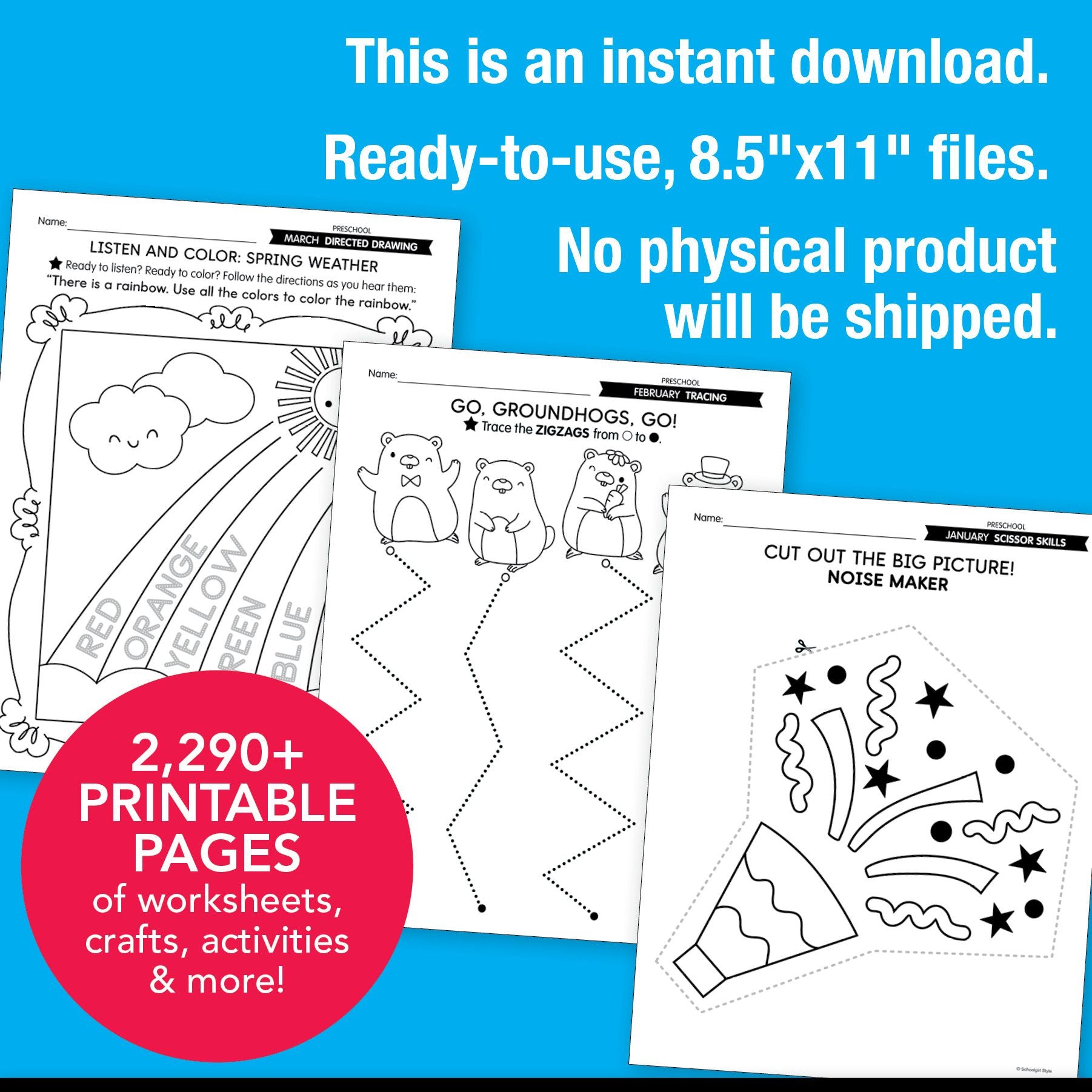 Printable Preschool Full Year Homeschool Curriculum Bundle