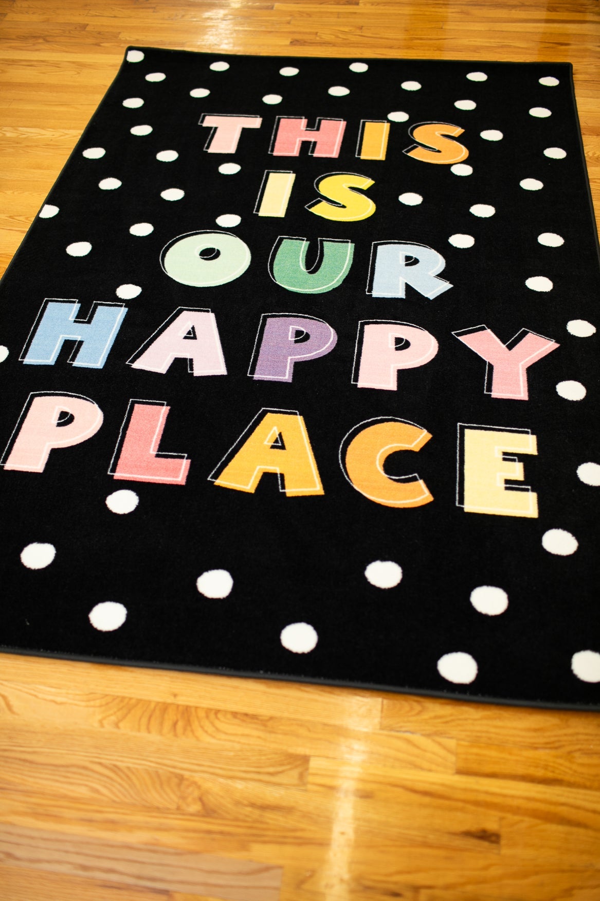 This is Our Happy Place Polka Dot Classroom Rug by Schoolgirl Style
