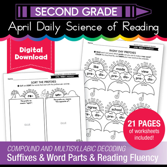 Printable Second Grade April Daily Science of Reading