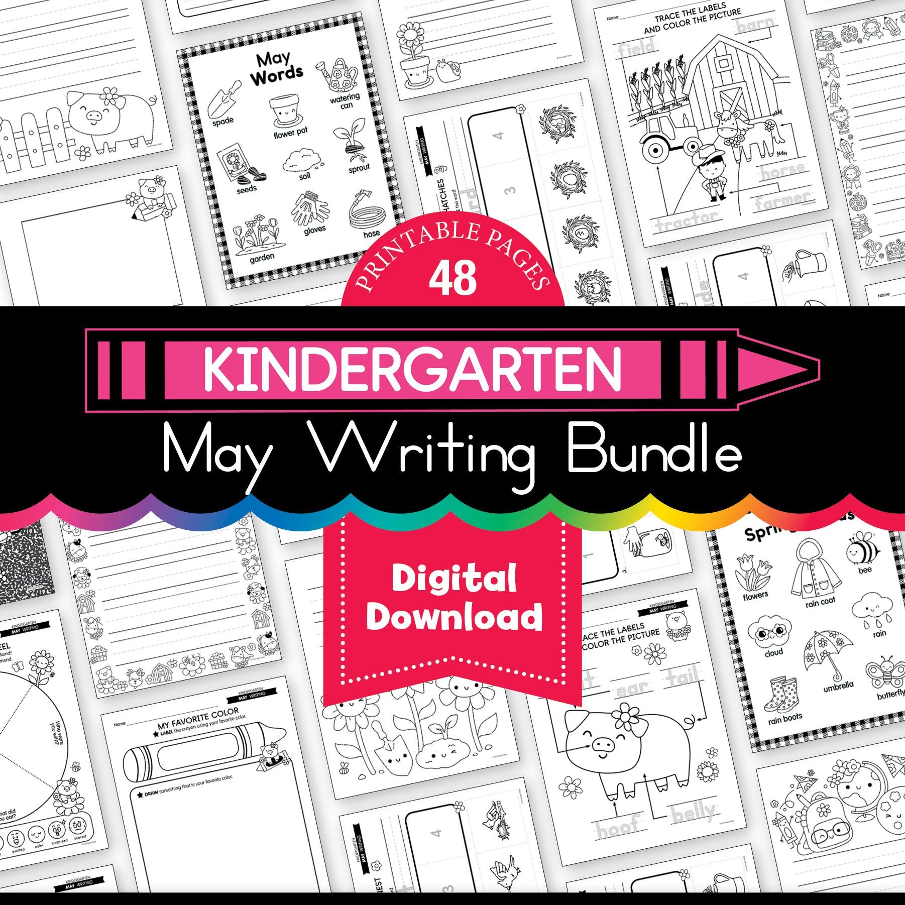 Printable Kindergarten May Writing Bundle