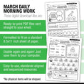 Load image into Gallery viewer, Printable First Grade March Daily Morning Work
