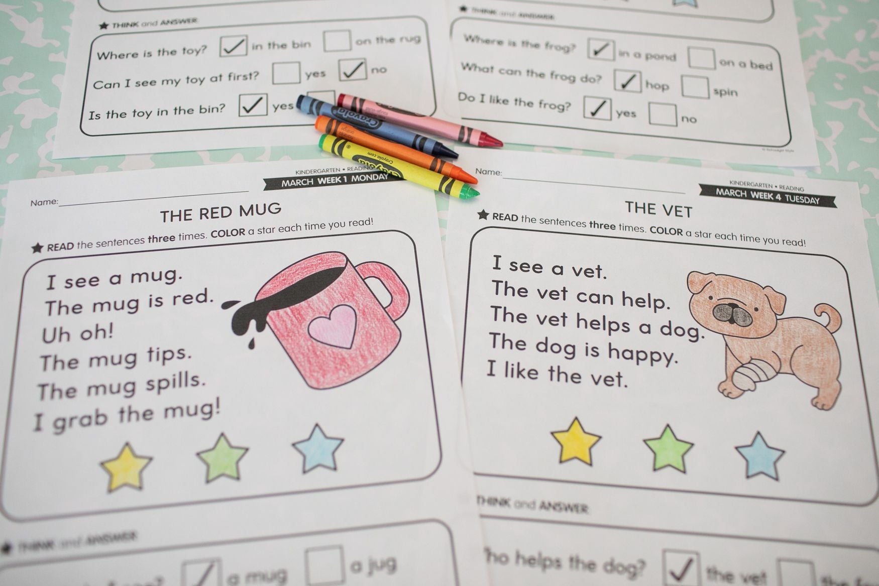 Printable Kindergarten March Daily Reading